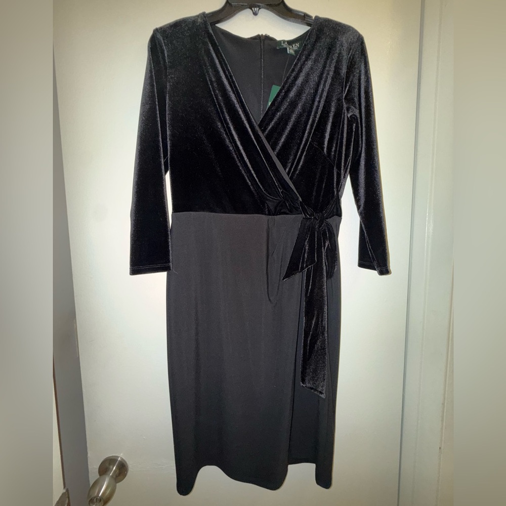 Polo Ralph Lauren Black Velvet Long Sleeve Dress